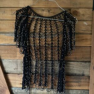GORGEOUS black bling vest w/small string closure. Classy. Fits like a small.